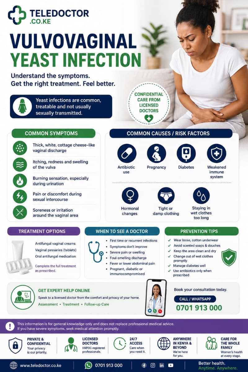 Vulvovaginal Yeast Infection: Symptoms, Causes, Treatment and Prevention