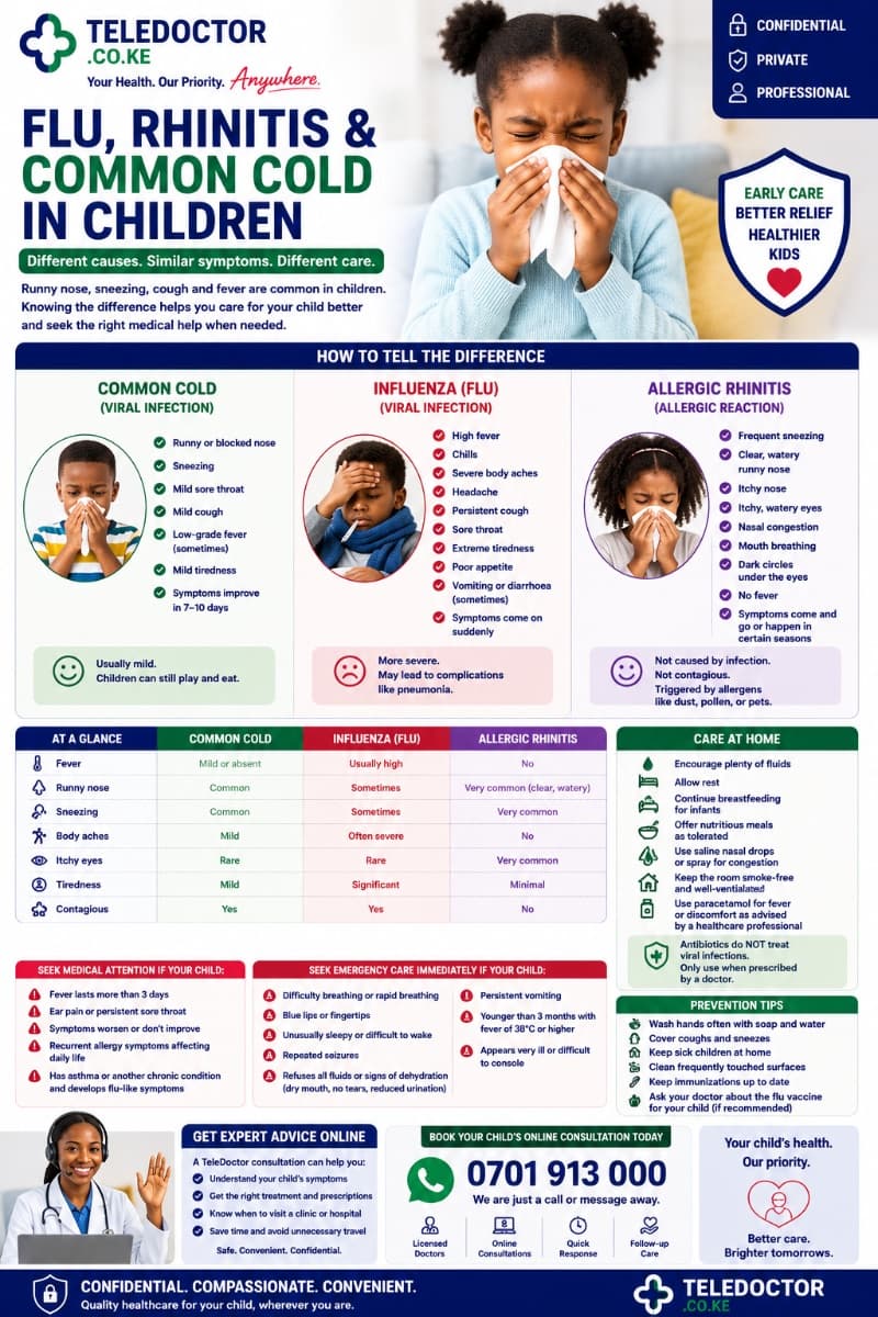 Flu, Allergic Rhinitis, and the Common Cold in Children: How to Tell the Difference