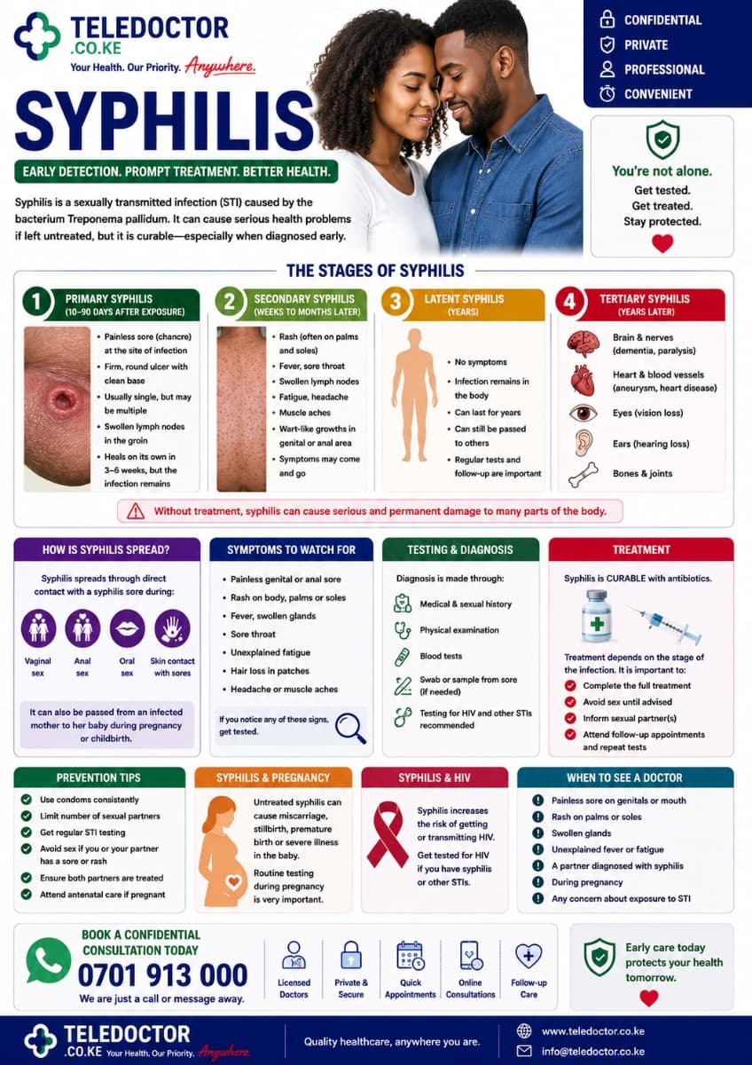 Syphilis: Symptoms, Causes, Testing, Treatment, and Prevention