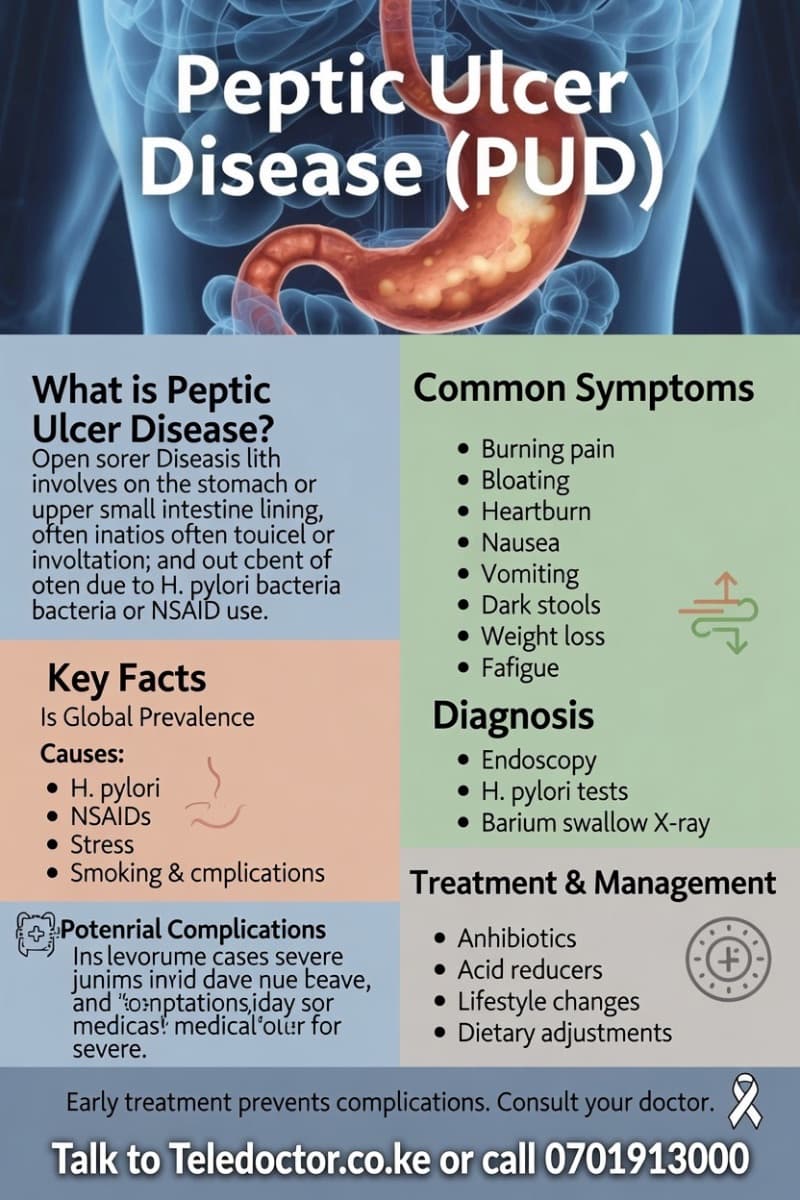 Peptic Ulcer Disease (PUD): Causes, Symptoms, Diagnosis, Treatment, and Prevention